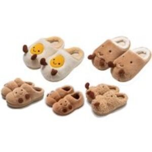 Unisex Black Cute Face Foodie Warm Slippers | Wowcher