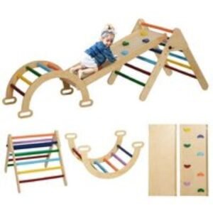 5-in-1 Montessori Toddler Climbing Frame with Slide & Arch - Indoor Activity Toy