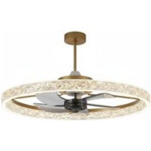 Luxury Modern Round Crystal Ceiling Fan with LED and Remote Control | Wowcher