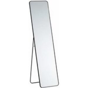 Rectangular Metal Floor Mirror with Rounded Corners and Black Frame | Wowcher