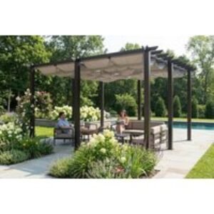 PRICE DROP! 3m x 4m Aluminium Pergola with Retractable Waterproof Roof | Wowcher