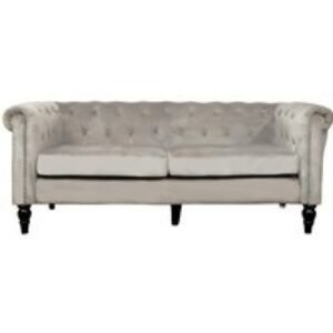 2 Seater Button-Tufted Sofa with Nailhead Trim and Deep Seating Comfort | Wowcher