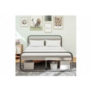 PRICE DROP! 4ft6 Double Metal Bed Frame with Underbed Storage - Grey Industrial Steel