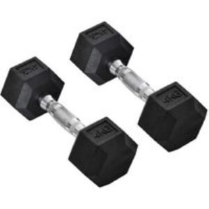 PRICE DROP! Hex Rubber Dumbbells Set 2x4kg - Steel Core