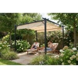 Outdoor Retractable Steel Pergola with Waterproof UV Canopy | Wowcher