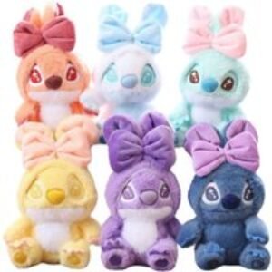 Stitch- Cute Plush Keychain Pendant - Bow & Rabbit Ears - Single & Pack Options | Wowcher