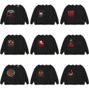 Unisex Stranger Things  Printed Black Pullover Round Neck Sweatshirt | Wowcher