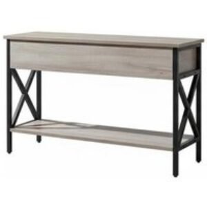 Rustic Narrow Console Table with Drawers and Open Shelves - Grey | Wowcher