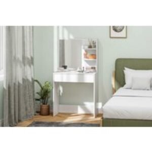Contemporary Dressing Table with Mirror & Large Storage - Bedroom Vanity Desk | Wowcher