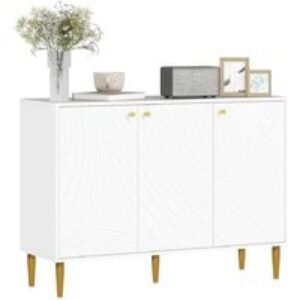 White/Gold-Tone Modular Sideboard Storage Cabinet - Wood