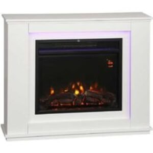 Electric Fireplace with 12 Flame Colours & Remote - White Mantel