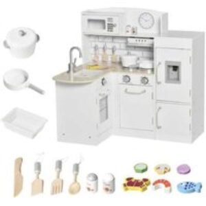 Kids Electronic Kitchen Toy Set with Microwave & Fridge - White - Ages 3+ - Educational Pretend Play | Wowcher