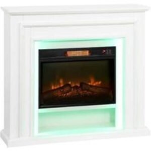 White Electric Fireplace with RGB Flame