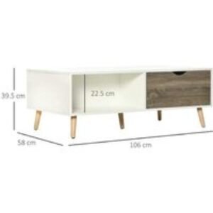 Modern White Coffee Table with Storage Shelves & Drawers - Contemporary Living Room Furniture | Wowcher
