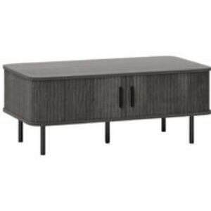 Mid-Century Modern Grey Wood Effect Coffee Table with Tambour Storage Doors | Wowcher