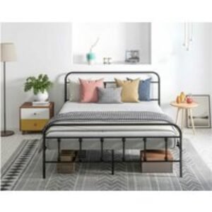 Double Minimalist Metal Bed Frame - Black Steel