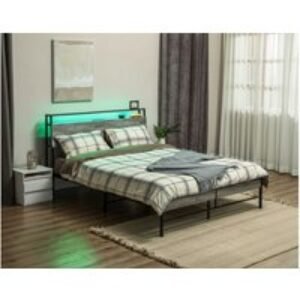 Double Steel Bed Frame with LED Lighting