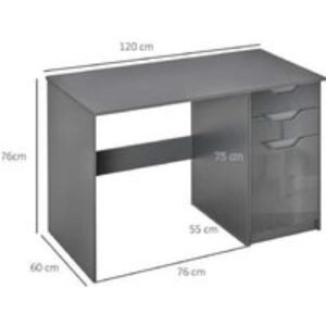 Contemporary Grey Computer Desk with Storage Cabinet & Drawers - Easy-Clean