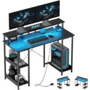 Black Contemporary Computer Desk with LED Lighting