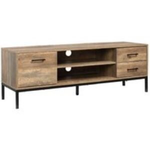 Industrial TV Stand Cabinet - Walnut Wood-Effect & Black Metal