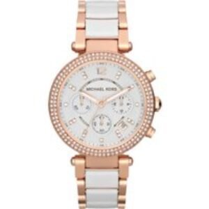 Women's Michael Kors Parker MK5774 Rose Gold & Crystal Chronograph Watch | Wowcher