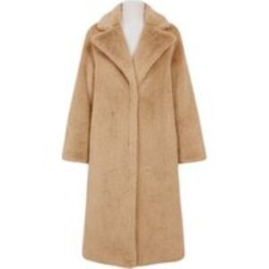 Black Women's Faux Fur Thick Warm Midi Coat | Wowcher