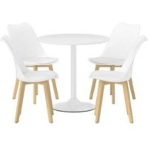 Modern White 5-Piece Dining Table & Chair Set - Space-Saving