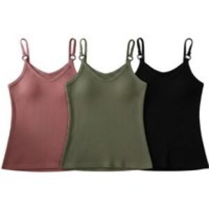Unisex Black Soft Ribbed Knit Camisole Sets with Adjustable Straps