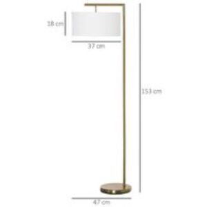 Modern Linen Floor Lamp - Gold/White