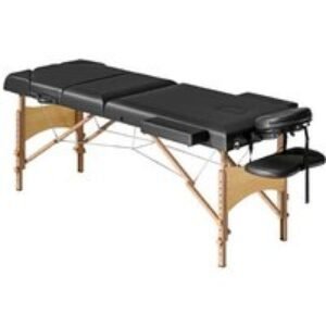Ergonomic Foldable Massage Table with Adjustable Beech Wood Legs - Portable Back & Posture Support Bed | Wowcher