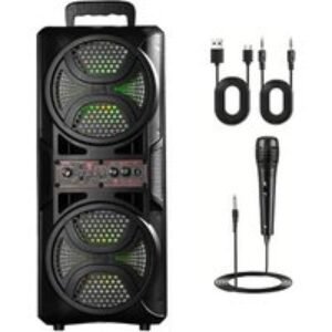 Alivio Portable Dual 6.5 Wireless Bluetooth Speaker with Mic FM Radio USB and AUX | Wowcher