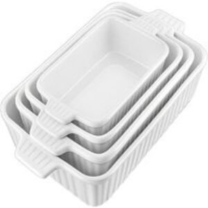 4-Piece Premium Ceramic Baking Dish Set - Dishwasher & Freezer Safe | Wowcher