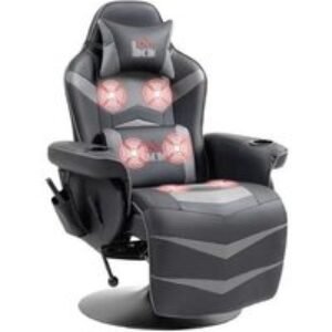 Grey Faux Leather Recliner Chair with Remote