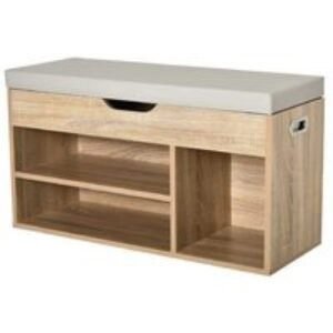 Grey MDF Shoe Storage Ottoman Bench - Entryway & Living Room Storage