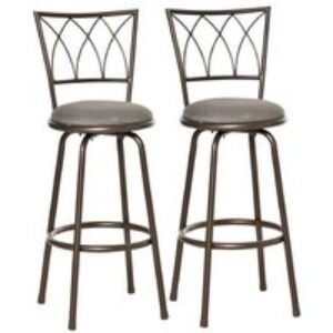 Set of 2 Upholstered Swivel Bar Stools - Metal Frame