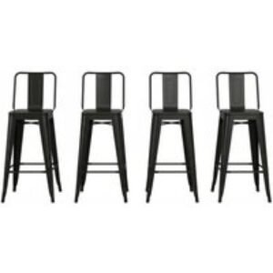 Elevate Your Space with Industrial Metal Frame High Chair Bar Stools Set of 4 | Wowcher