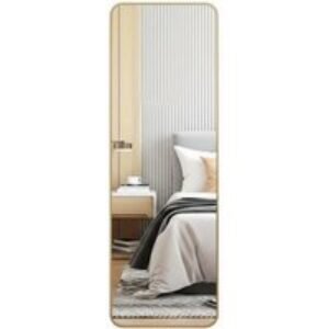 Full Length Mirror with Rounded Corners and Stylish Gold Finish | Wowcher