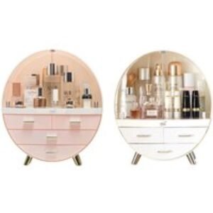 Round Cosmetic Organiser Box with 2 or 3 Drawers - Desktop-Friendly