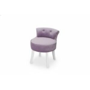 Upholstered Purple Velvet Vanity Stool with Tufted Plush Backrest and Wooden Legs | Wowcher