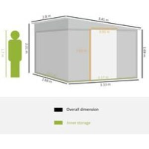 11.3×9.2ft Galvanized Steel Storage Shed - Double Door