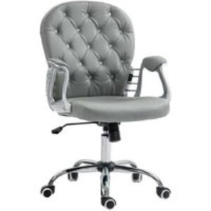Grey PU Diamante Ergonomic Office Chair - Swivel