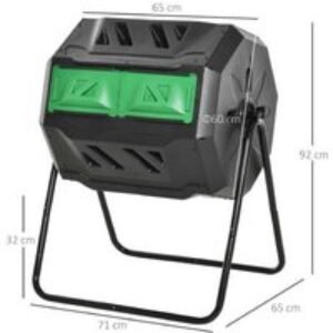 160L Dual Chamber Compost Bin - Tumbling Garden Waste Composter with Sliding Doors | Wowcher
