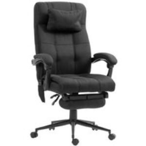 Ergonomic Massage Office Chair - Black Linen