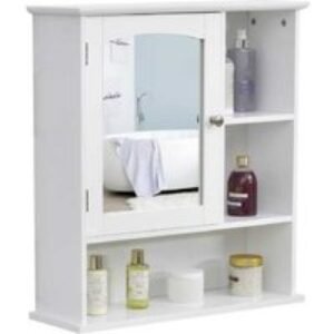 White MDF Wall Mounted Bathroom Cabinet with Mirror - Modern Storage Solution | Wowcher