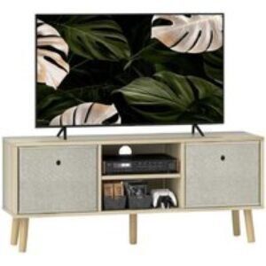 Contemporary TV Stand with Foldable Storage Drawers - For TVs up to 50" - Fabric & Wood - Modern Living Room | Wowcher