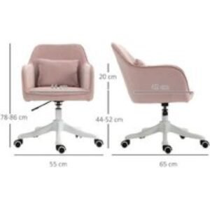 Pink Velvet Ergonomic Office Chair with Massage & Wheels - Adjustable Height