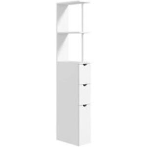 Tall Slim Freestanding Bathroom Cabinet - White MDF