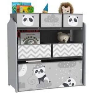Toy Organizer - 6 Bin Modular Storage Unit - Grey MDF Kids Bedroom/Playroom | Wowcher