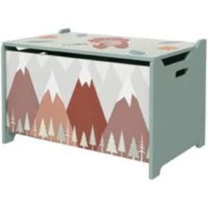 Kids Toy Storage Chest with Safety Lid Hinge - Sturdy Green Wood Box | Wowcher