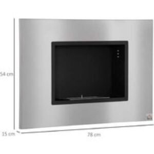 Wall-Mounted Bioethanol Fireplace - Stainless Steel